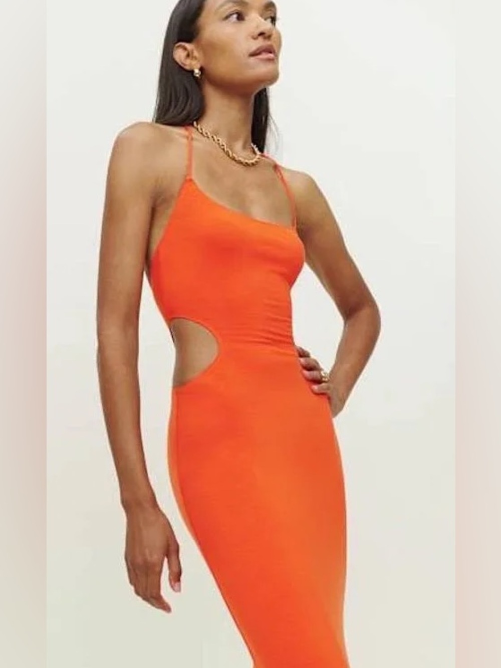 NWT Reformation Tati Knit Dress in Orange Sz XL Retail $148 - Picture 2 of 4